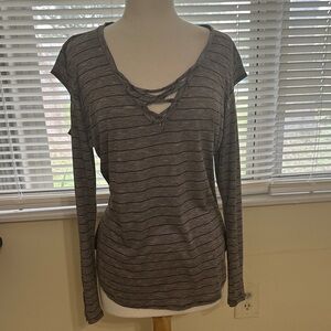 Love J Charcoal Striped Long Sleeve Top